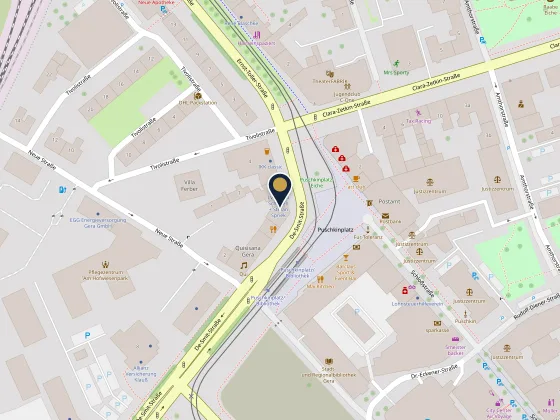 Karte mit dem Standort in Gera, Puschkinplatz 6