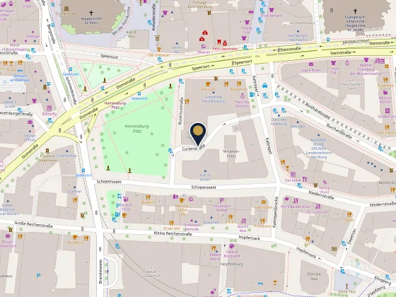 Karte mit dem Standort in Hamburg, Curienstraße 2